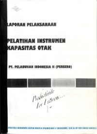 Laporan pelaksanaan pelatihan instrumen kapasitas otak : 14 s.d 15 Juli 2011