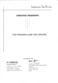In House Training : Tax training and tax update