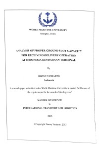 Analysis Of Proper Ground Slot Capacity for Receiving-Delivery Operation At Indonesia Kendaraan Terminal