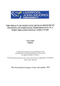 The Impact of Effective Human Resources Training on Employee Performance in a Port Organizational Structure